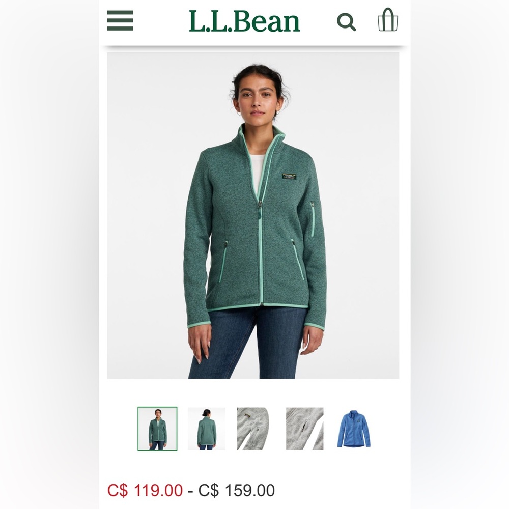 NWOT L.L. Bean Fleece Sweater in Heathered Teal - Picture 9 of 9